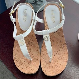 Ralph Lauren sz 9 White sandal wedge.